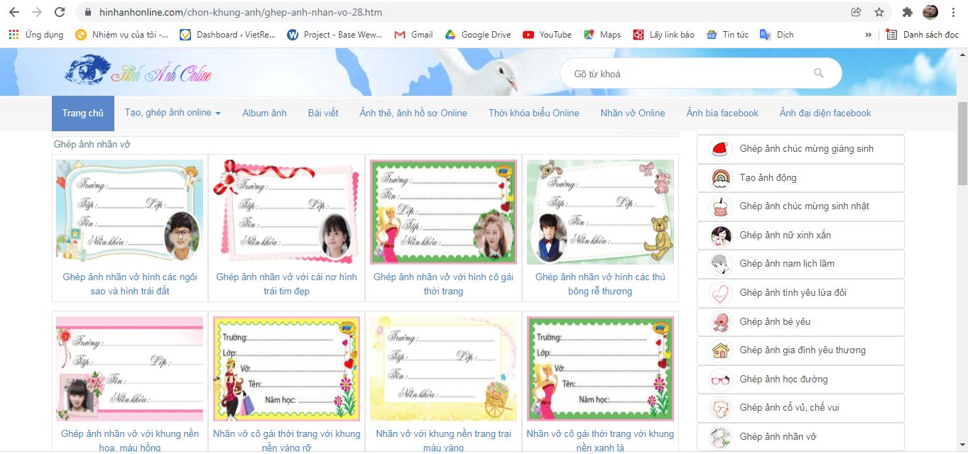 Cách tạo nhãn vỡ trực tuyến bằng website hinhanhonline