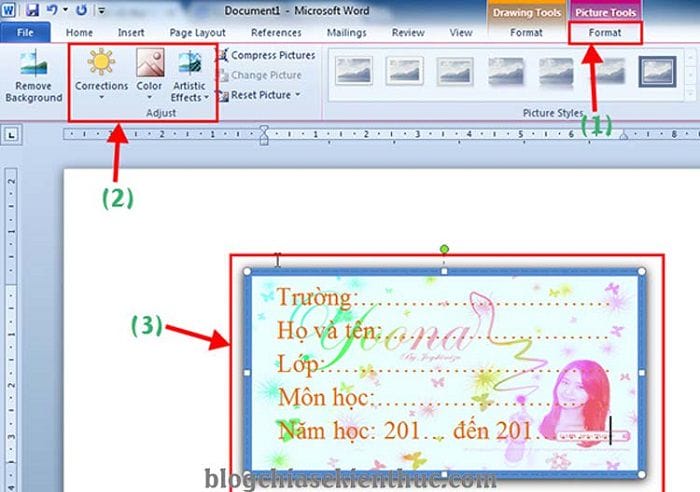 Cách tạo nhãn vở online trên word