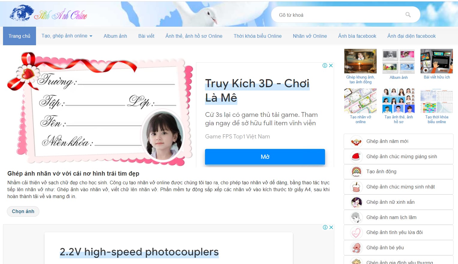 nhãn vở có ghép ảnh