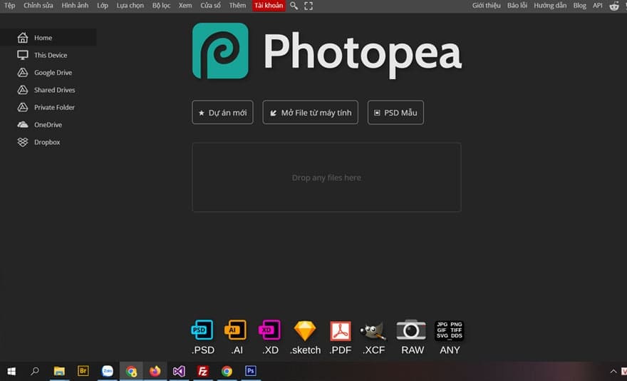 Website chỉnh sửa ảnh online miễn phí photopea