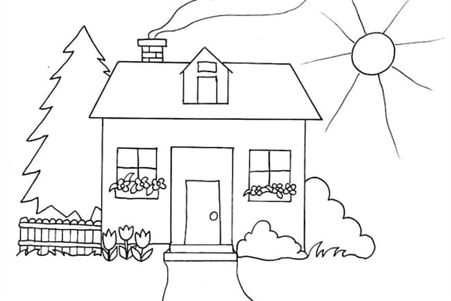 Tranh tô màu ngôi nhà